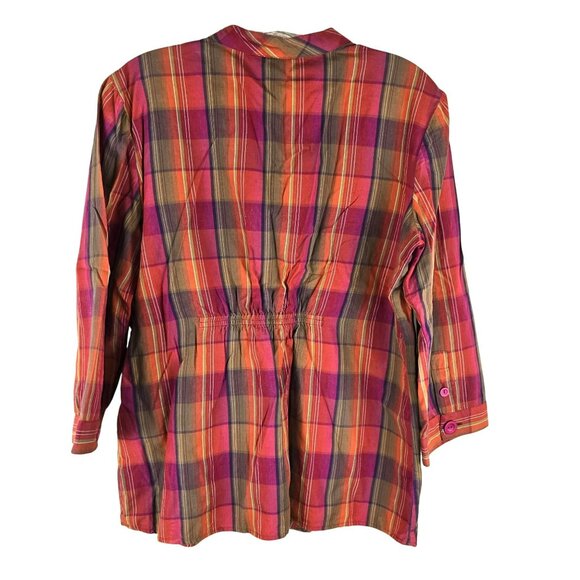 Christopher & Banks Plaid Button-Up Shirt With 3/4 Sleeves Size M JH1848 - Picture 5 of 7